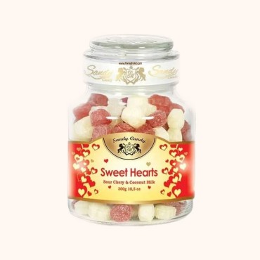 آبنبات شیشه ای سندی کندی با طعم شیر نارگیل و آلبالو 350 گرمی