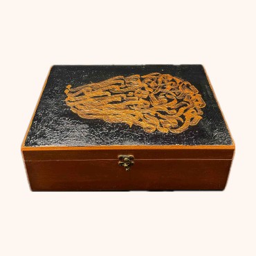 جعبه چوبی دست ساز نارنجی مشکی