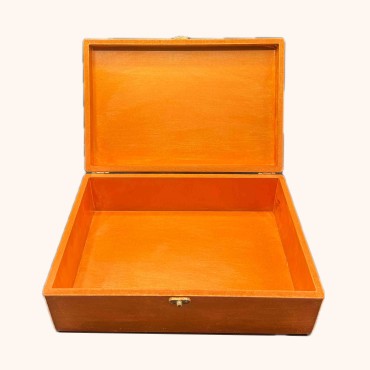 جعبه چوبی دست ساز نارنجی مشکی