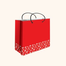 ساک کادویی کوچک عرضی سایز 4 طرح قرمز قلب دار