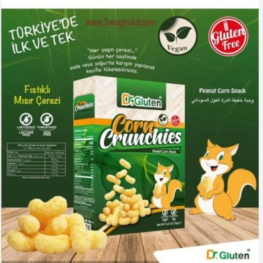 پفک کرانچی دکتر گلوتن بدون گلوتن و وگان، با طعم بادام زمینی 75 گرمی