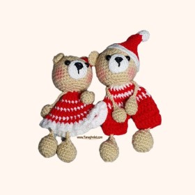 جاسوئیچی دست بافت کاموایی مدل خرس جفت