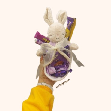 عروسک خرگوش سبدی کادویی کد 70305