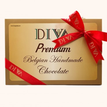 شکلات کادویی دست ساز بلژیکی دیوا پرمیوم 180 گرمی طرح روبان قرمز