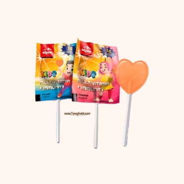 آبنبات چوبی آلپن بدون گلوتن مولتی ویتامین و تقویت کننده سیستم ایمنی با طعم پرتقال 10 عددی