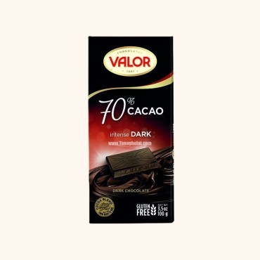 شکلات تلخ 70% والور بدون گلوتن 100 گرمی