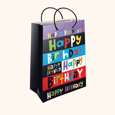 ساک کادویی متوسط طولی سایز 3 طرح Happy birthday