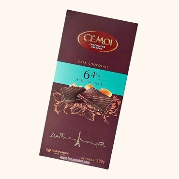 شکلات تلخ 64% سموی با تکه های بادام