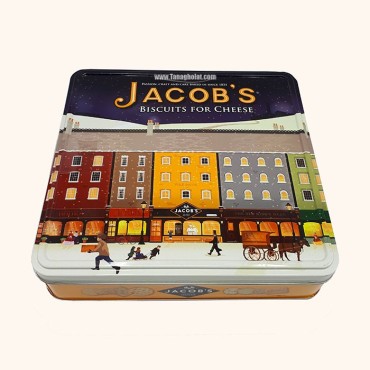 بیسکویت جعبه فلزی پنیری جاکوبسز طرح خیابان بریج