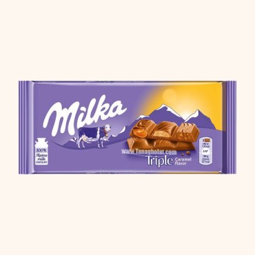 شکلات 90 گرمی میلکا مدل تریپل سه طعم کاراملی