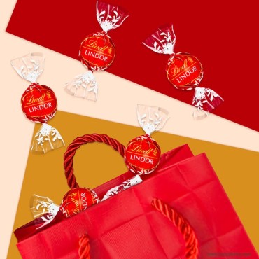 شکلات پذیرایی لینت مدل لیندور قرمز شیری - 250 گرمی