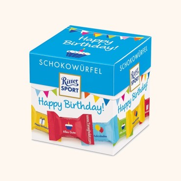 شکلات پذیرایی ریتر اسپرت (Ritter sport) مدل مکعبی happy birthday 