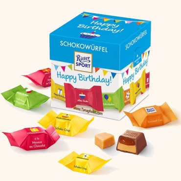شکلات پذیرایی ریتر اسپرت (Ritter sport) مدل مکعبی happy birthday 