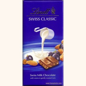 شکلات لینت مدل سوئیس کلاسیک - کشمش و فندق و بادام