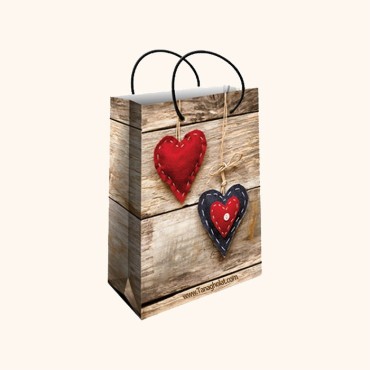 ساک کادویی کوچک طولی سایز 2 طرح دو قلب