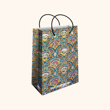 ساک کادویی کوچک طولی سایز 2 طرح ترمه زمینه آبی