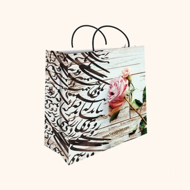 ساک کادویی بزرگ سایز 5 طرح گل و شعر