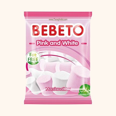 مارشمالو ببتو مدل سفید و صورتی بدون چربی 135 گرمی