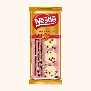 شکلات دو رنگ نستله مدل دکوریشن سفید توت فرنگی