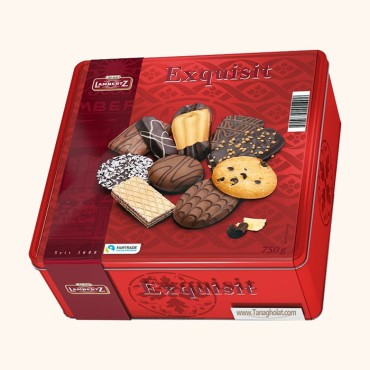 بیسکوییت کادویی لمبرتز مدل اکسکوئیسیت قرمز 750 گرمی