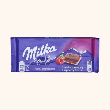 شکلات شیری میلکا مدل خامه تمشک - 100 گرمی