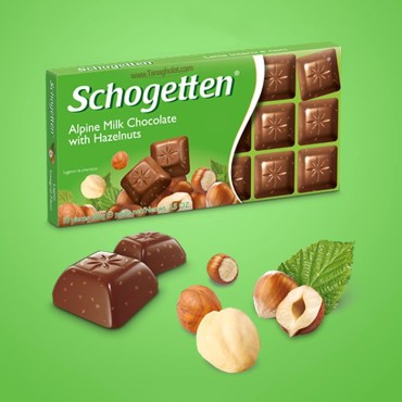 شکلات تخته ای شوگوتن شیری با فندق