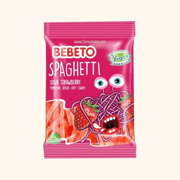 پاستیل ببتو مدل اسپاگتی با طعم توت فرنگی 60 گرمی
