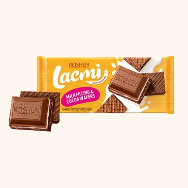 شکلات شیری روشن لاکمی با مغز شیری و ویفر کاکائویی 90 گرمی