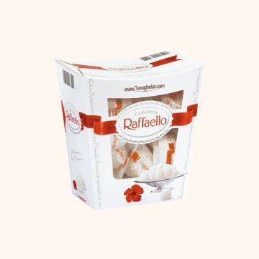بسته کادویی فراورده نارگیلی رافائلو 230 گرم با مغز خامه و بادام