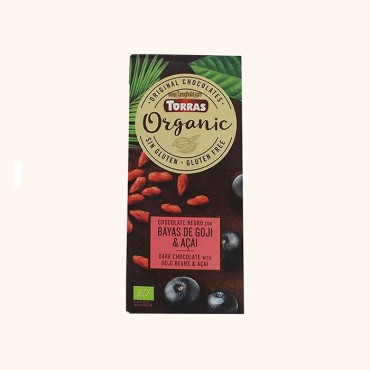 شکلات تلخ توراس ارگانیک با دانه های گوجی و آکایی بدون گلوتن