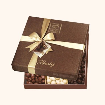 شکلات کادویی الیت مدل دراژه پرستیژ 400 گرمی روبان دار- قهوه ای