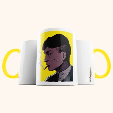 ماگ سرامیکی چاپی طرح Peaky Blinders سفید و زرد