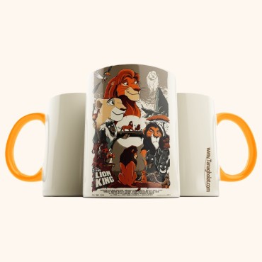 ماگ سرامیکی چاپی طرح Lion King سفید و نارنجی
