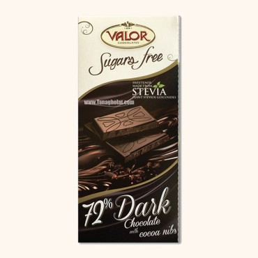 شکلات تلخ 72% بدون گلوتن و بدون شـکر والور حاوی استویا