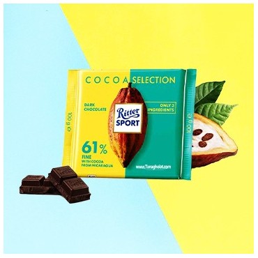 شکلات تلخ 61% ریتر اسپرت زرد و سبز 100 گرمی