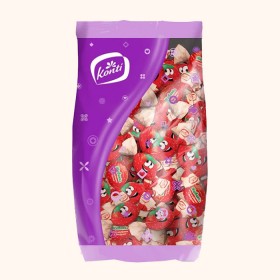 پاستیل ژیوینکا دو سر پیچ کنتی با مغز ژله ای با طعم توت فرنگی و ماست