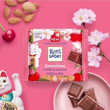شکلات ریتر اسپرت با طعم گیلاس و مغز بادام 100 گرمی