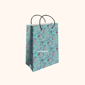 ساک کادویی کوچک طولی سایز 2 طرح ترمه آبی
