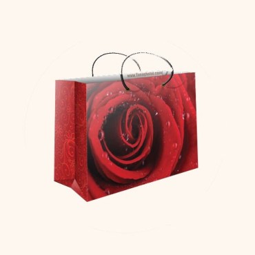 ساک کادویی کوچک عرضی طرح رز قرمز